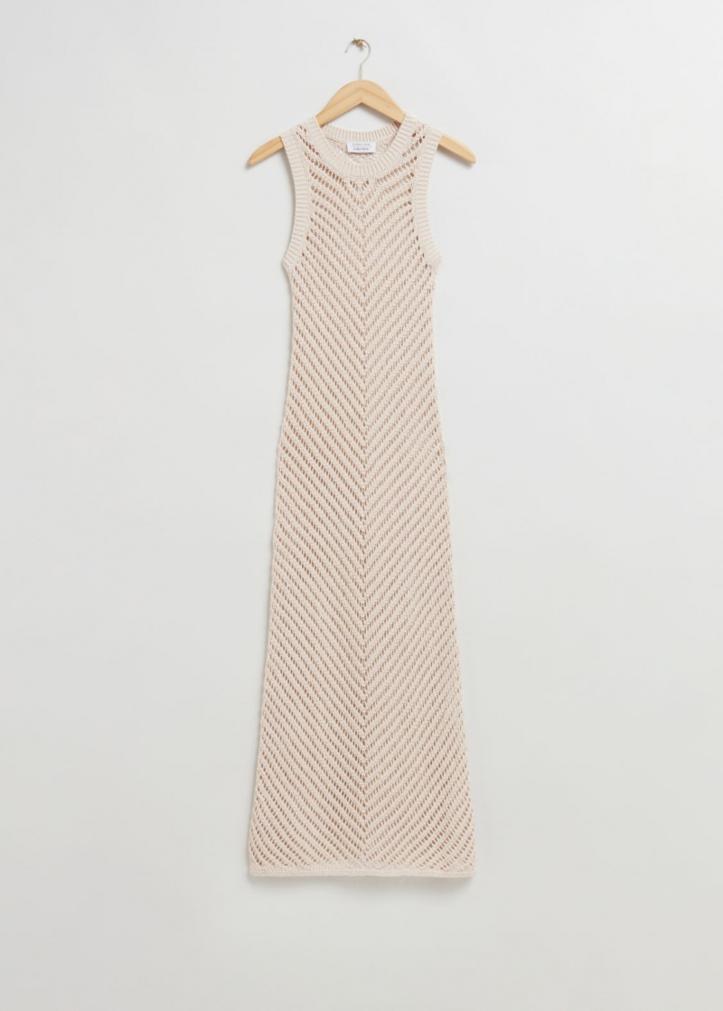 & Other Stories Herringbone Crochet Maxi Vestito Beige | NOS-SN114777