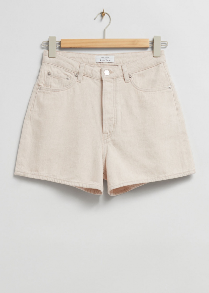 & Other Stories High-Vita Denim Shorts Beige | NOS-SN114354