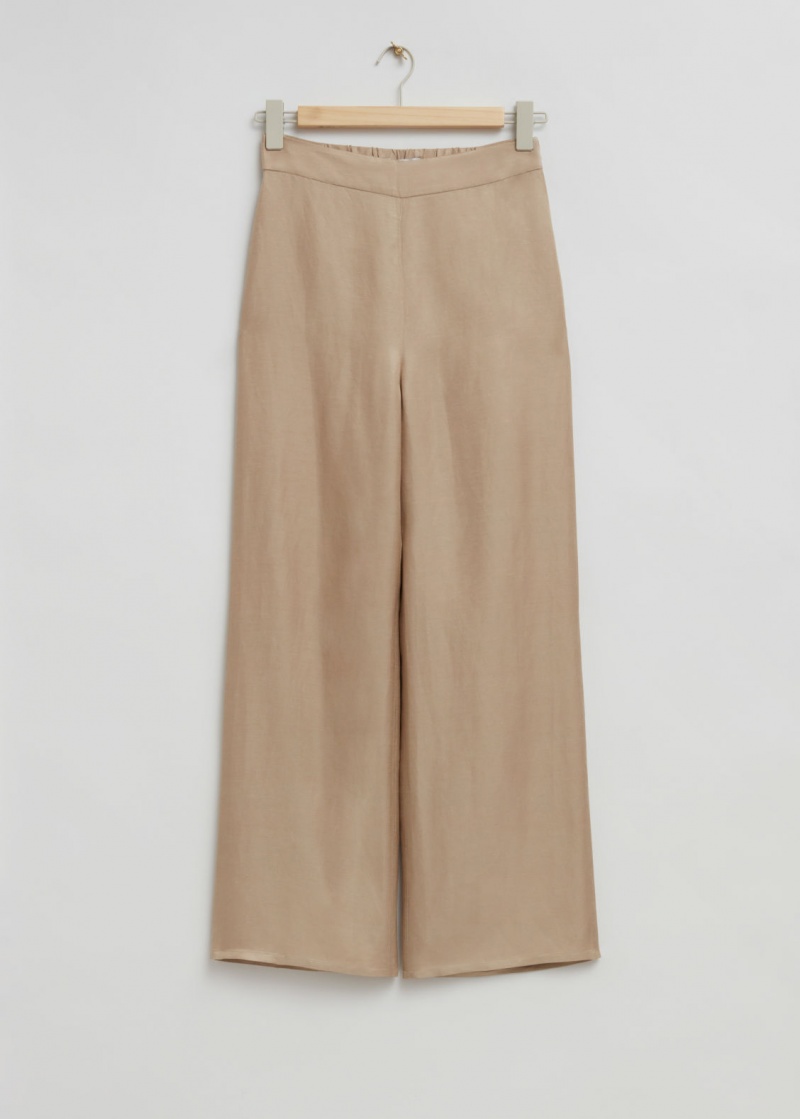 & Other Stories High Vita Larghe-Leg Trousers Beige | NOS-SN114302