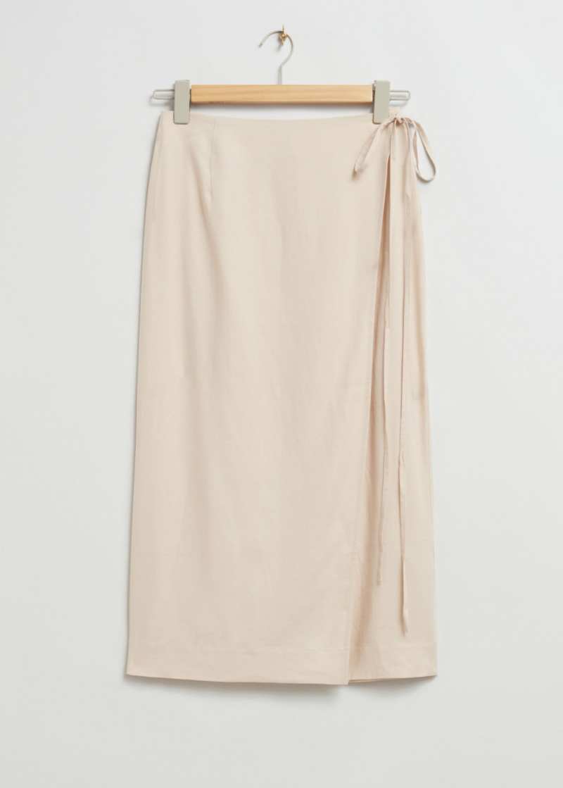 & Other Stories High Vita Midi Wrap Skirt Beige | NOS-SN114170