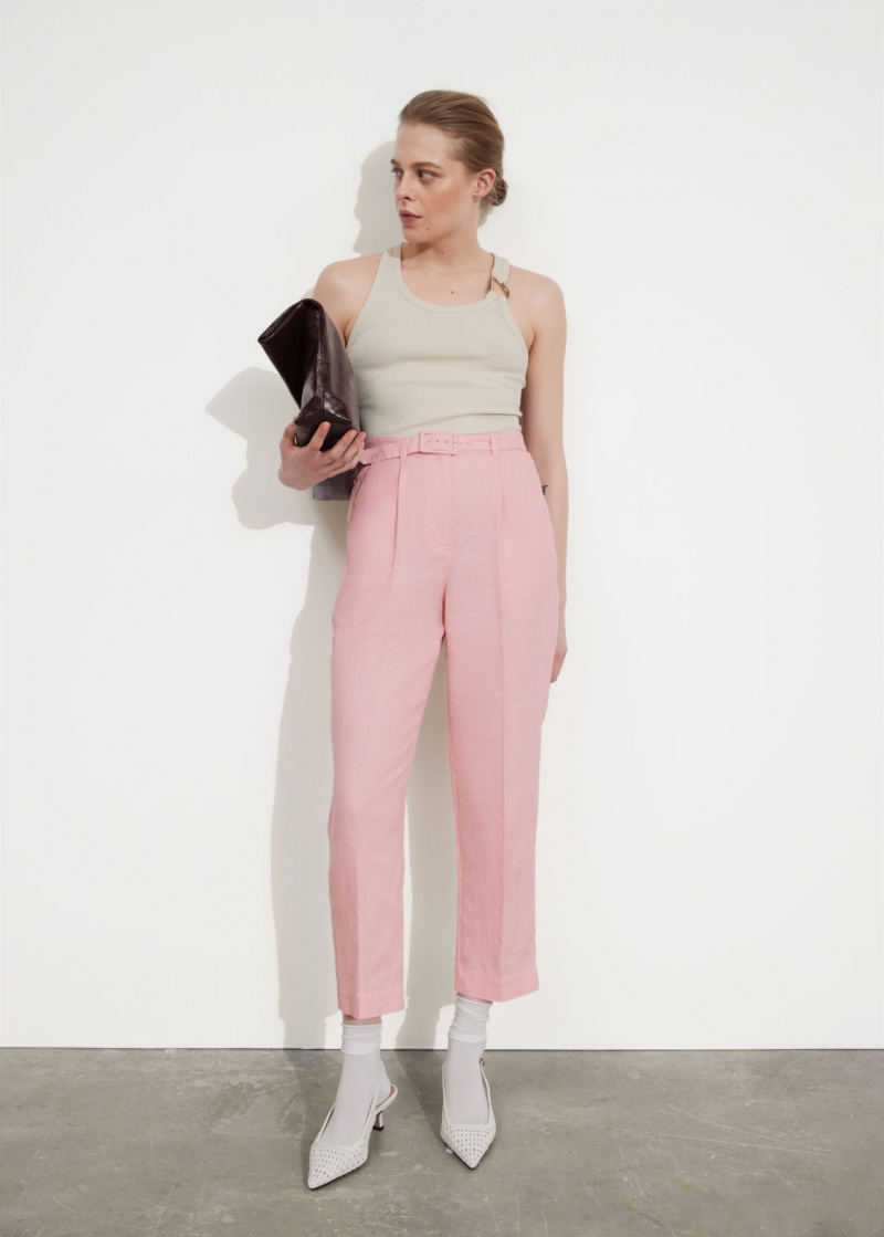 & Other Stories High Vita Tapered Leg Trousers Rosa Chiaro | NOS-SN114282