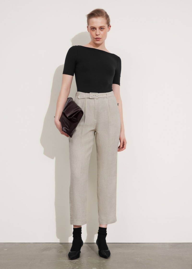 & Other Stories High Vita Tapered Leg Trousers Beige | NOS-SN114310