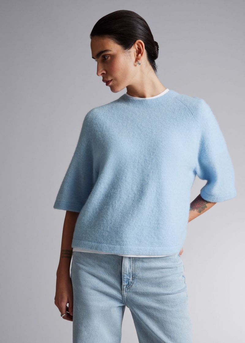 & Other Stories Knit T-Shirt Blu Chiaro | NOS-SN113631