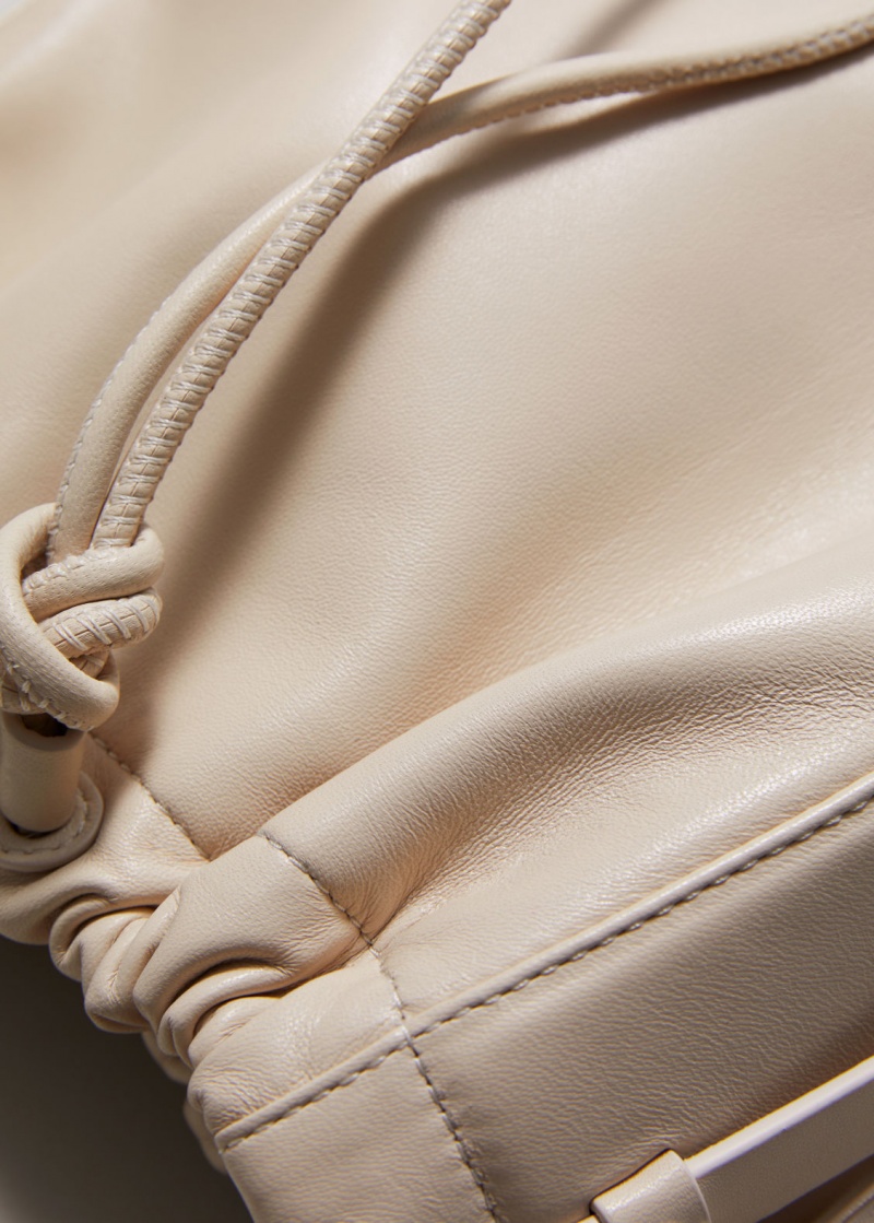 & Other Stories Knotted Pelle Bucket Bag Beige | NOS-SN114549