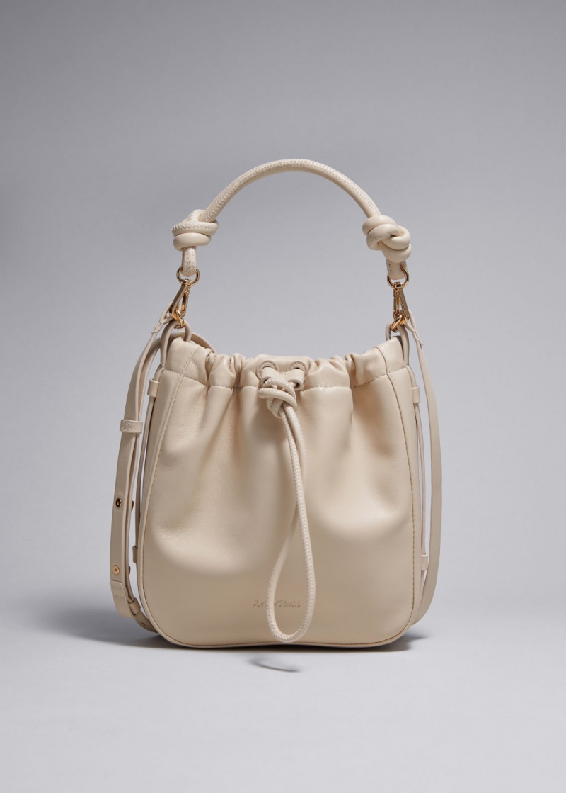 & Other Stories Knotted Pelle Bucket Bag Beige | NOS-SN114549