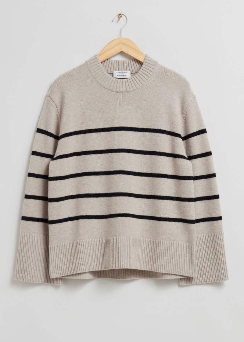 & Other Stories Lana Vergine Knit Maglia Beige | NOS-SN113610