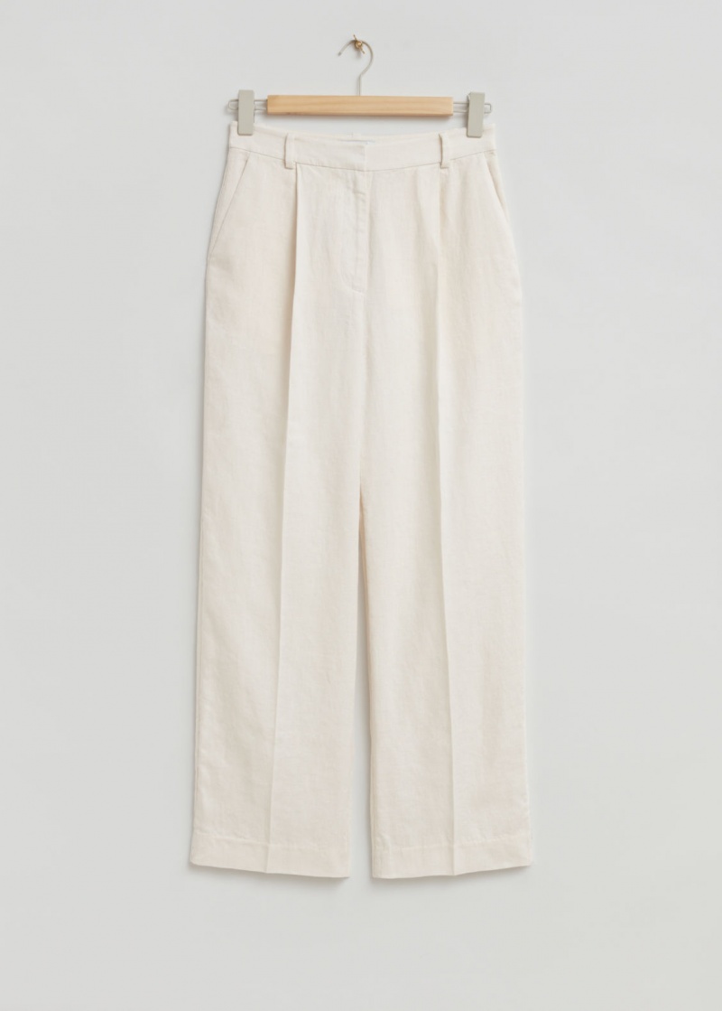 & Other Stories Larghe Linen Trousers Crema | NOS-SN114321