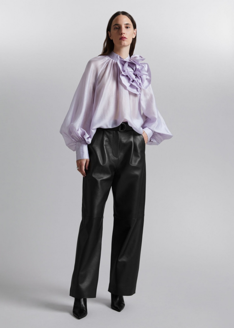 & Other Stories Larghe Pelle Trousers Nere | NOS-SN114261