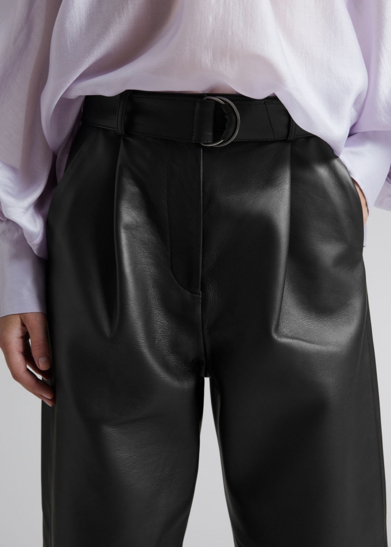 & Other Stories Larghe Pelle Trousers Nere | NOS-SN114261