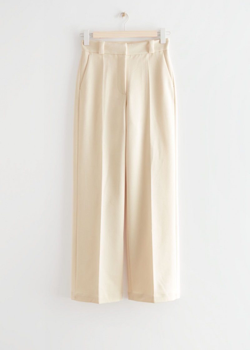 & Other Stories Larghe Press Crease Trousers Beige | NOS-SN114263