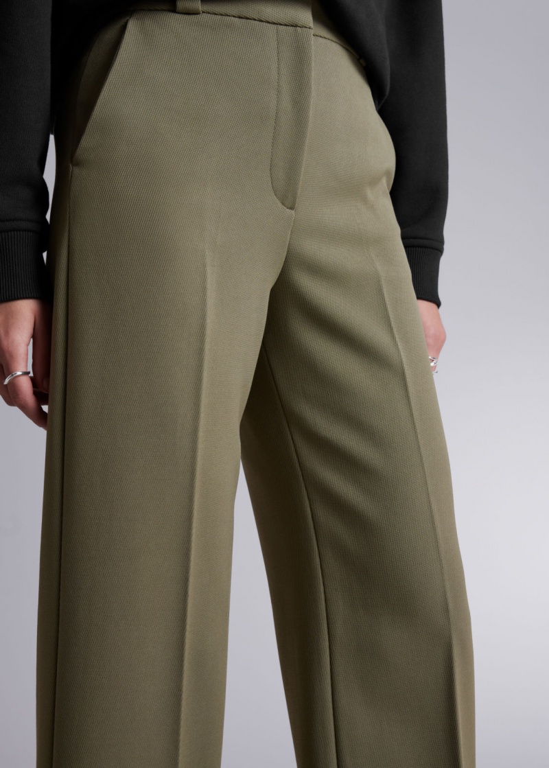 & Other Stories Larghe Press Crease Trousers Khaki | NOS-SN114334