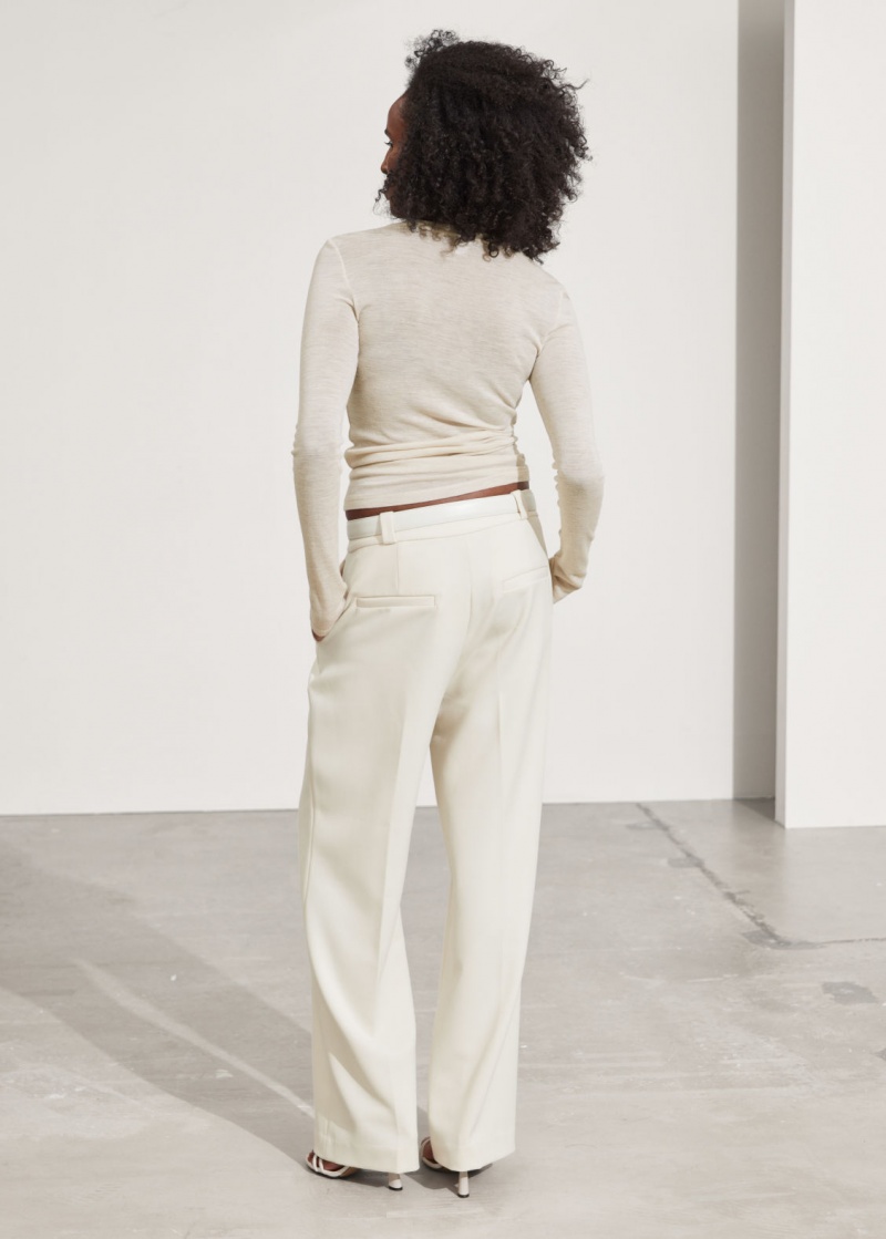 & Other Stories Larghe Press Crease Trousers Crema | NOS-SN114337