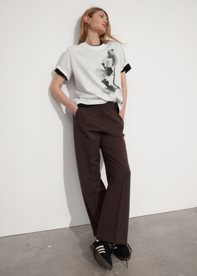 & Other Stories Larghe Press Crease Trousers Marroni Scuro | NOS-SN114338