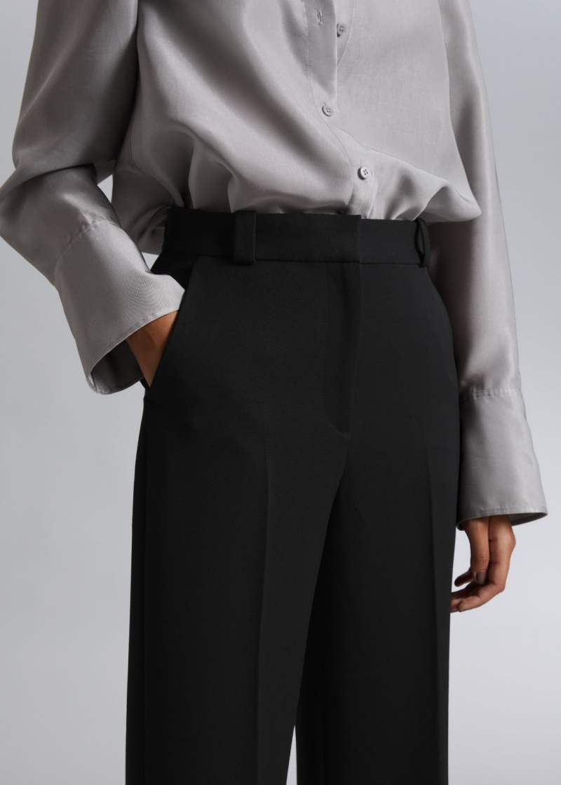 & Other Stories Larghe Press Crease Trousers Nere | NOS-SN114346