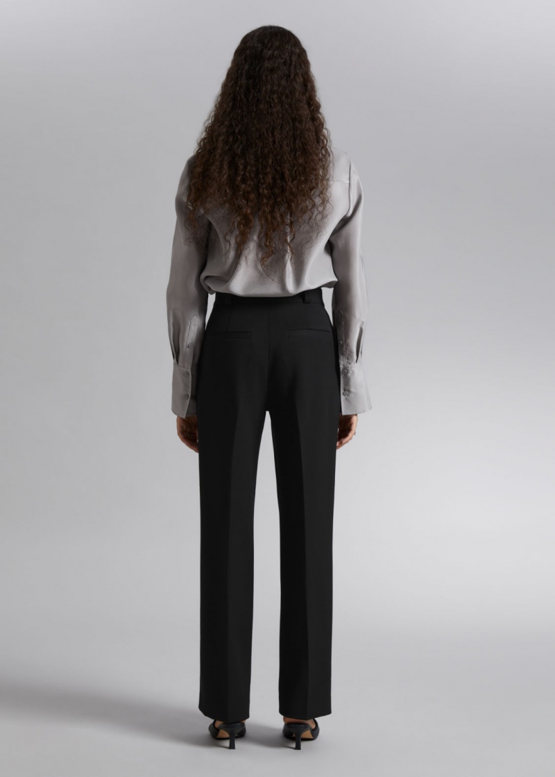 & Other Stories Larghe Press Crease Trousers Nere | NOS-SN114346