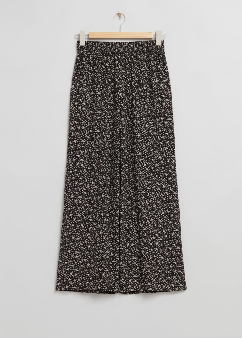 & Other Stories Larghe Printed Trousers Nere Bianche | NOS-SN114271