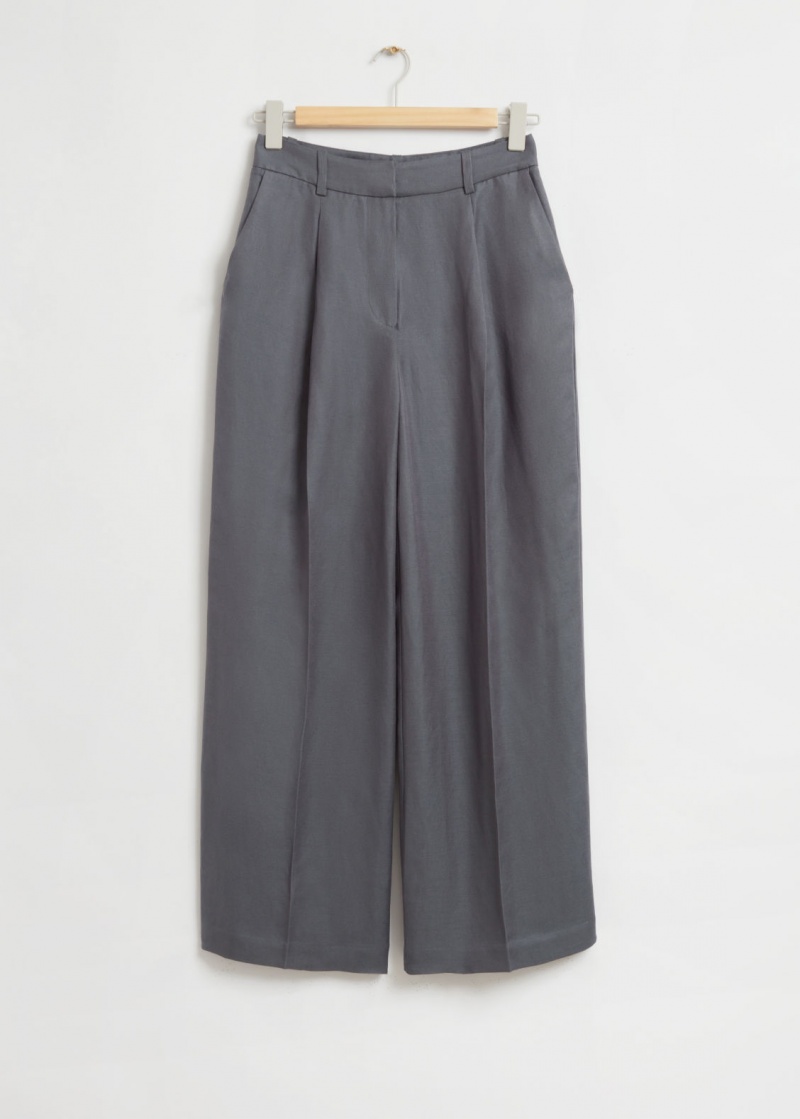 & Other Stories Larghe Tailored Trousers Grigie Scuro | NOS-SN114272