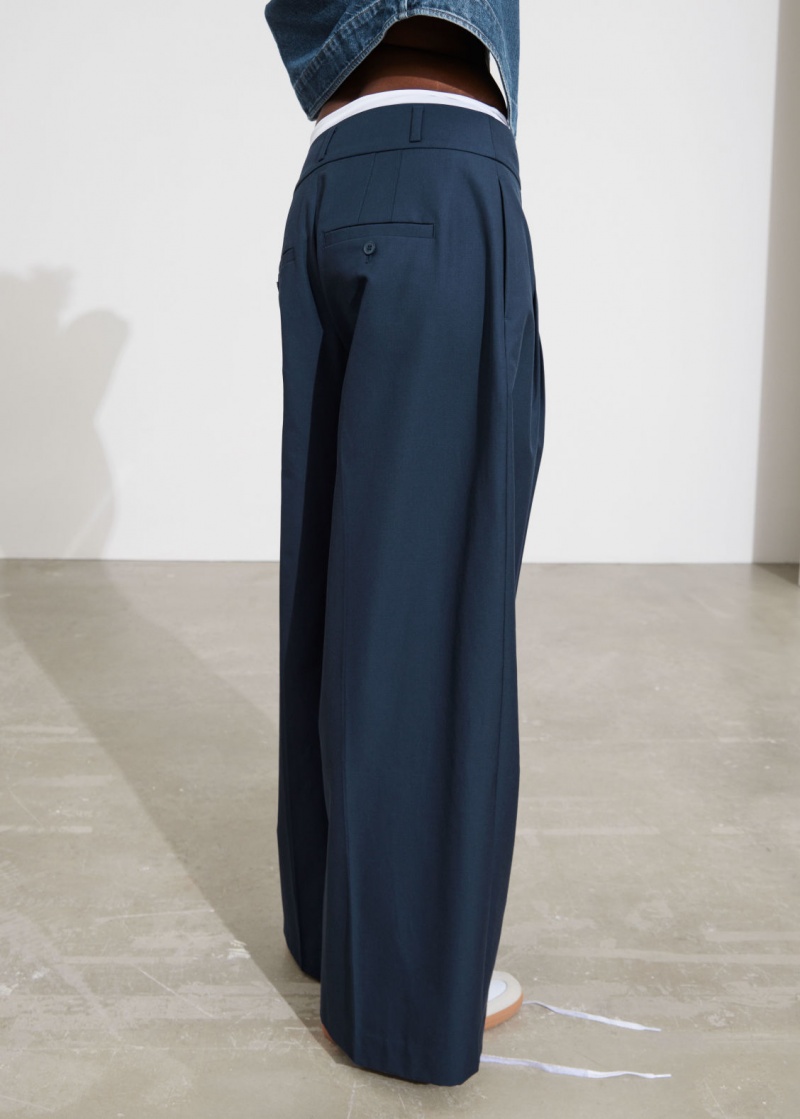 & Other Stories Larghe Tailored Trousers Blu Scuro | NOS-SN114349