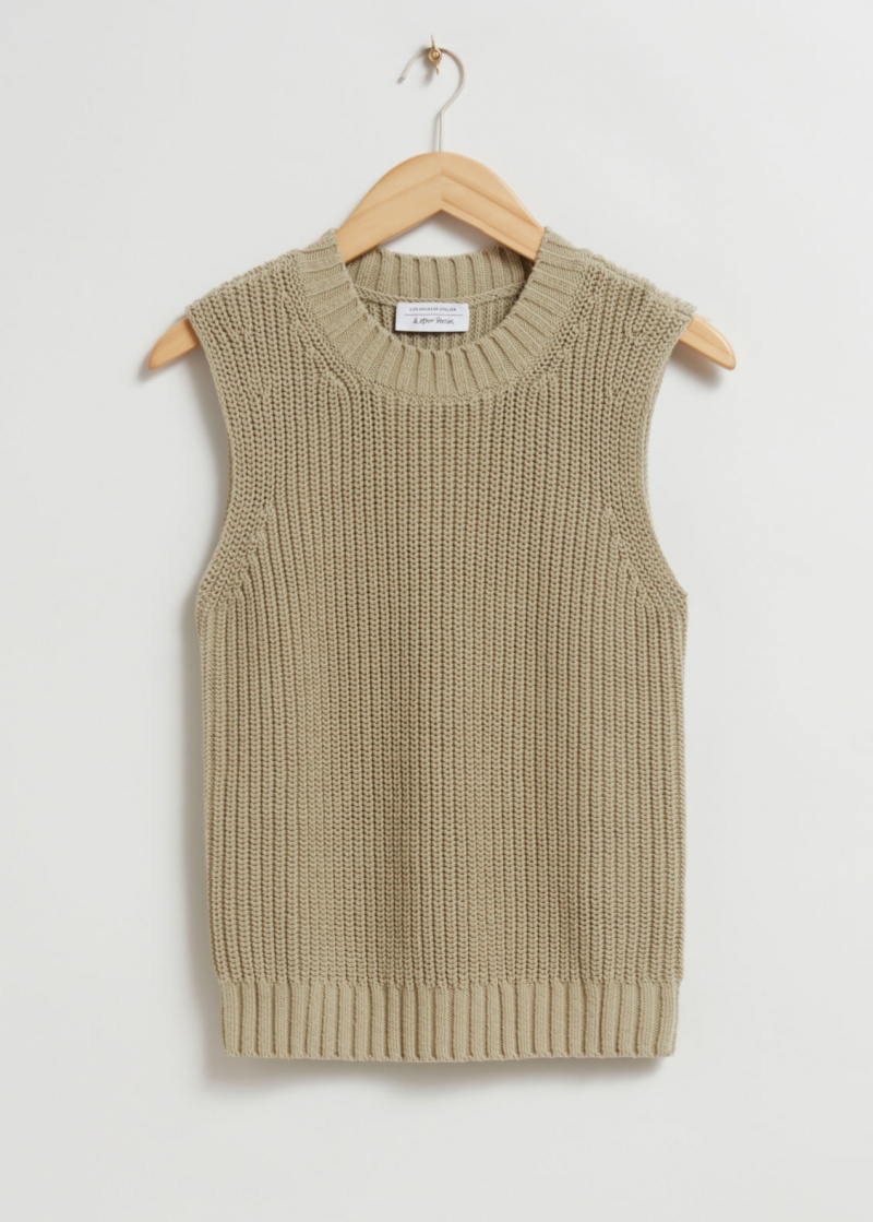 & Other Stories Lavorato A Maglia Crewneck Top Beige | NOS-SN113543