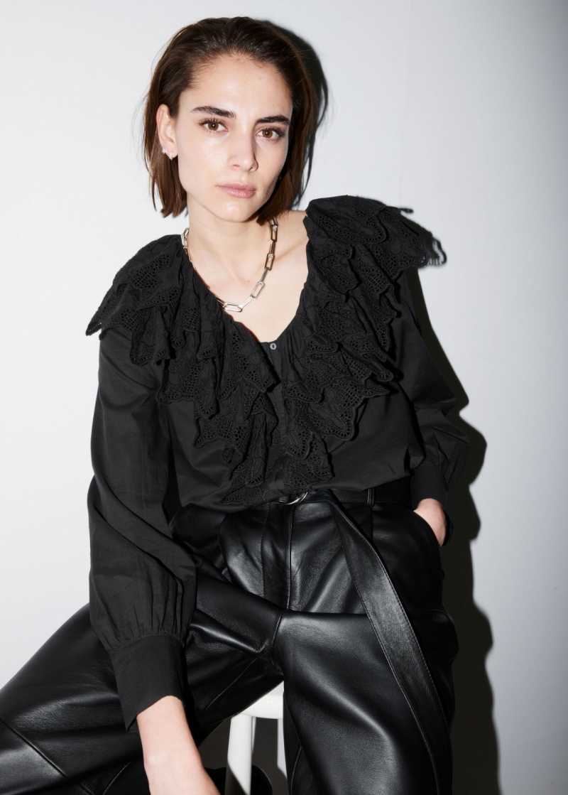 & Other Stories Layered Ruffle Blouse Nere | NOS-SN113857