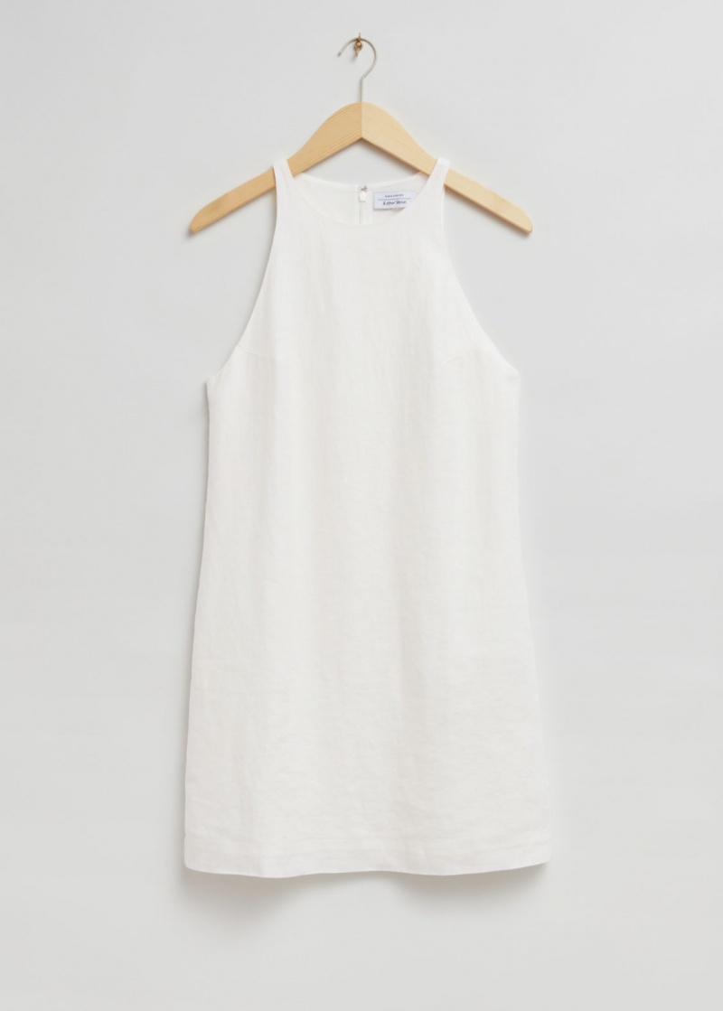 & Other Stories Linen A-Line Vestito Bianche | NOS-SN113327