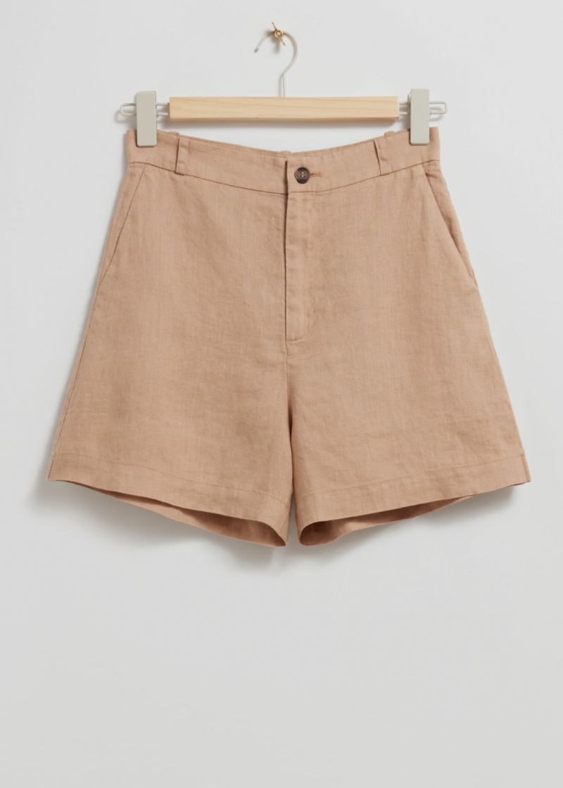 & Other Stories Linen Shorts Beige | NOS-SN114358