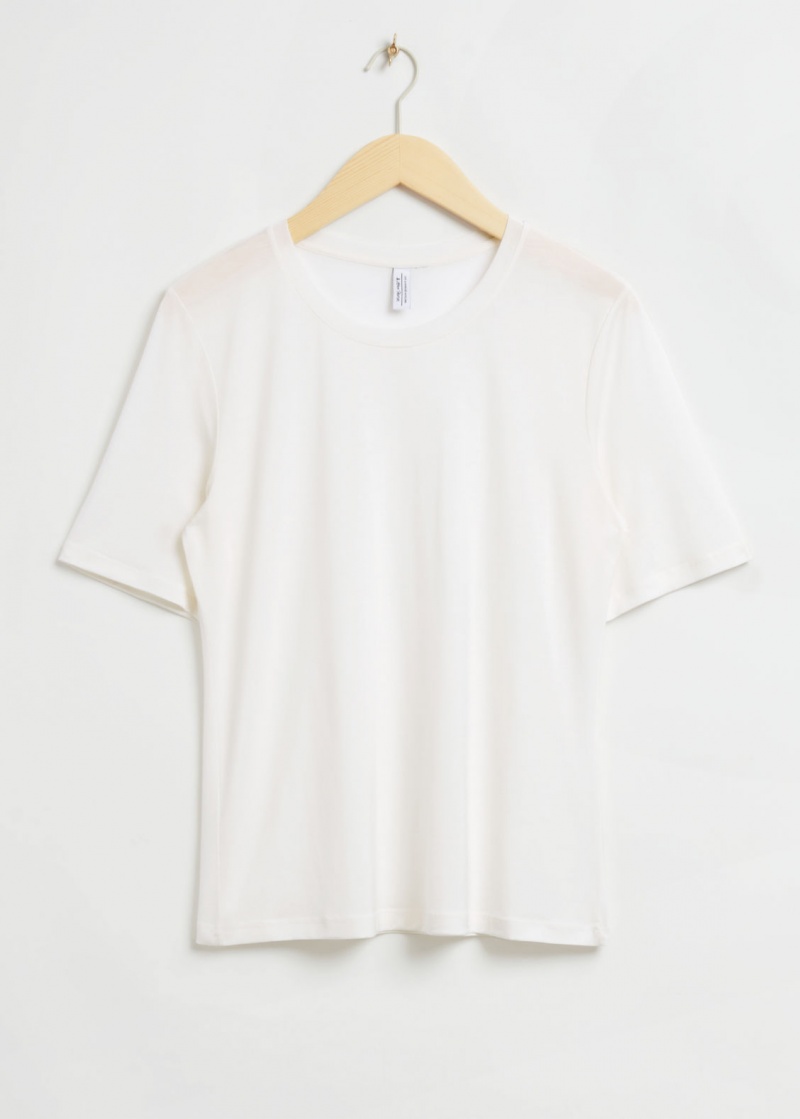 & Other Stories Loose-Fit Crew-Neck T-Shirt Crema | NOS-SN113986