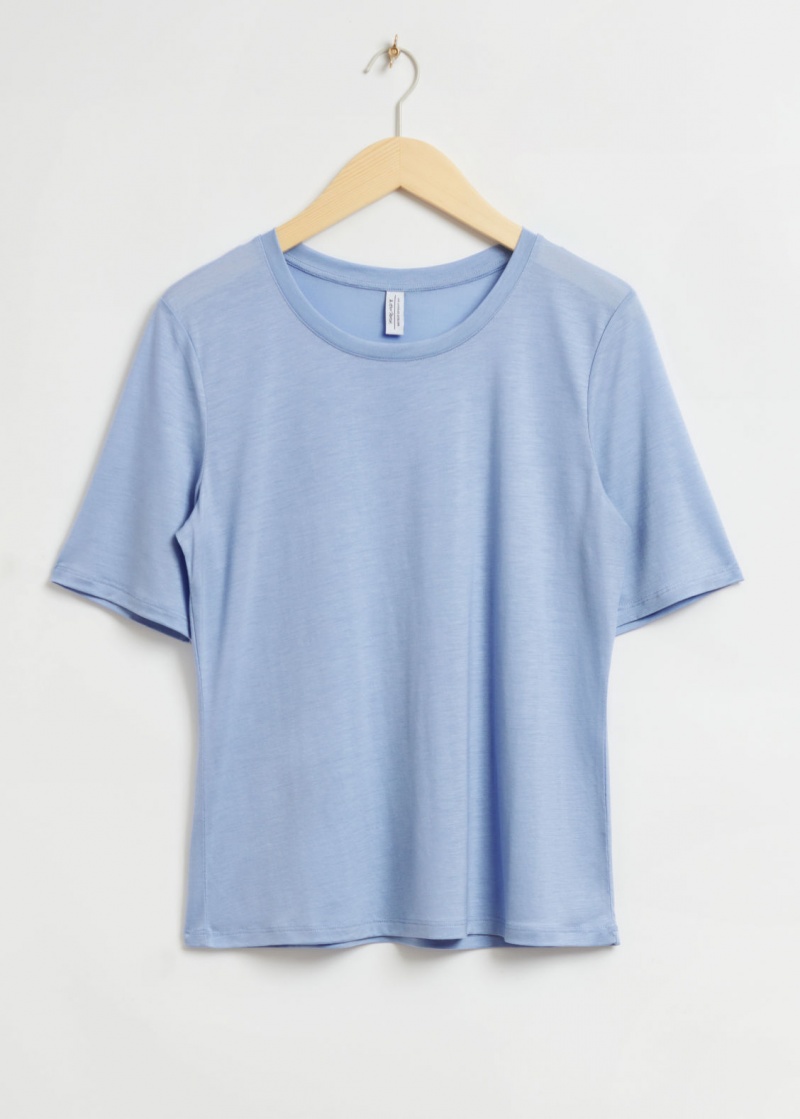 & Other Stories Loose-Fit Crew-Neck T-Shirt Blu Chiaro | NOS-SN113996