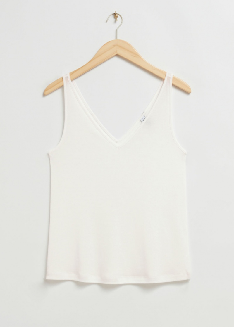 & Other Stories Loose-Fit V-Neck Tank Top Bianche | NOS-SN114033