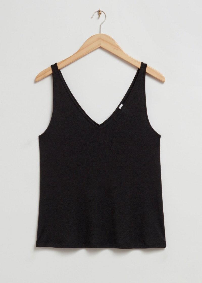 & Other Stories Loose-Fit V-Neck Tank Top Nere | NOS-SN114029