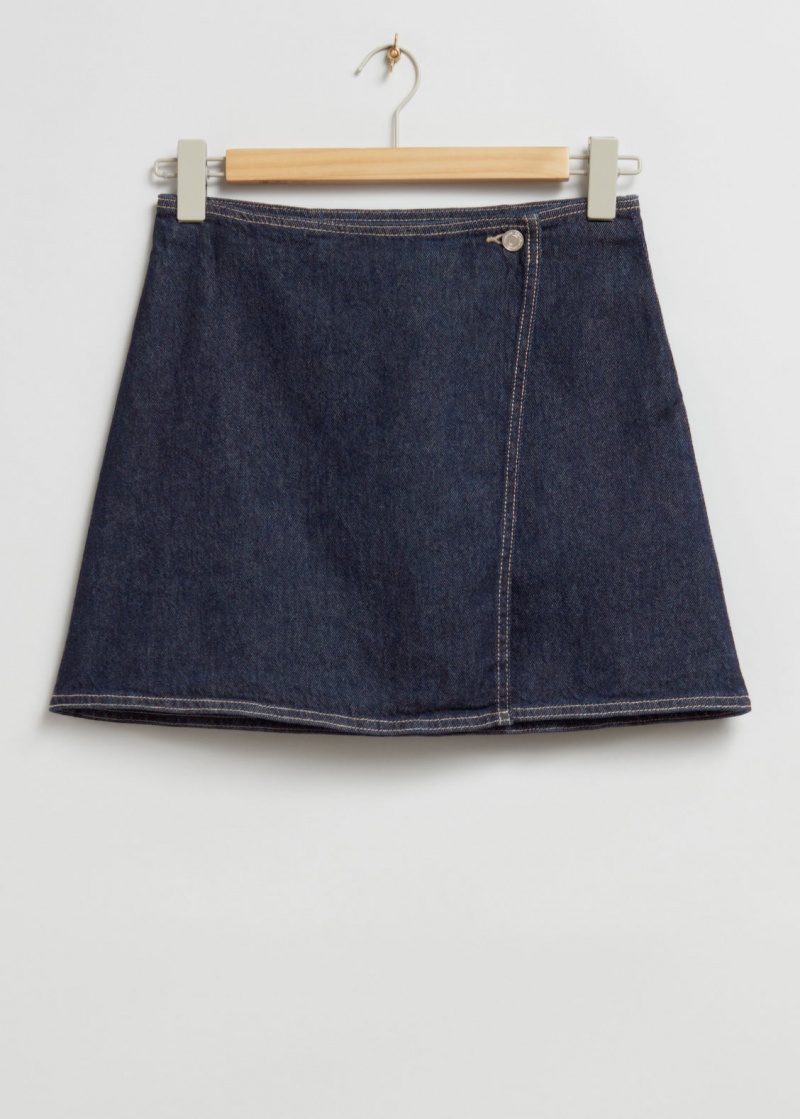 & Other Stories Low-Rise Denim Wrap Skirt Blu Scuro | NOS-SN114156