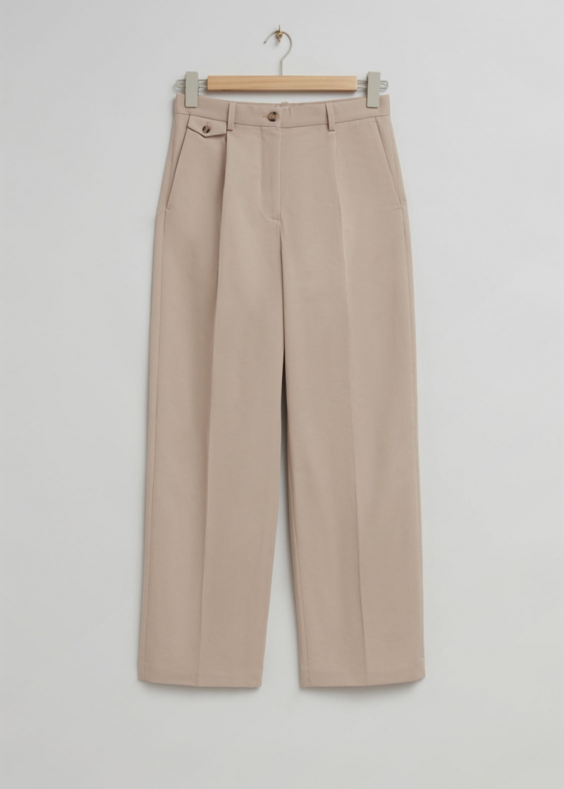 & Other Stories Low Vita Dropped Crotch Trousers Beige | NOS-SN114264