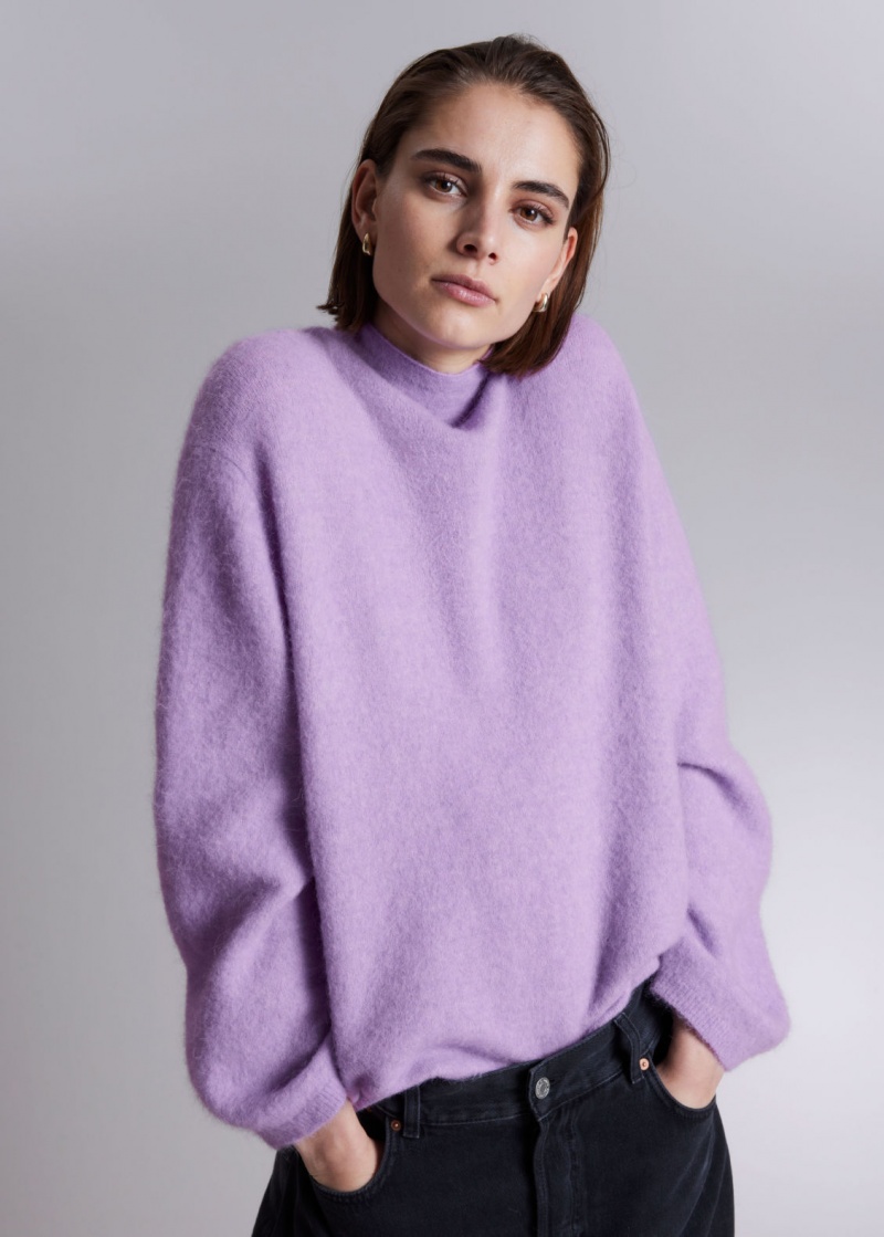 & Other Stories Mock-Neck Knit Maglia Viola | NOS-SN113569