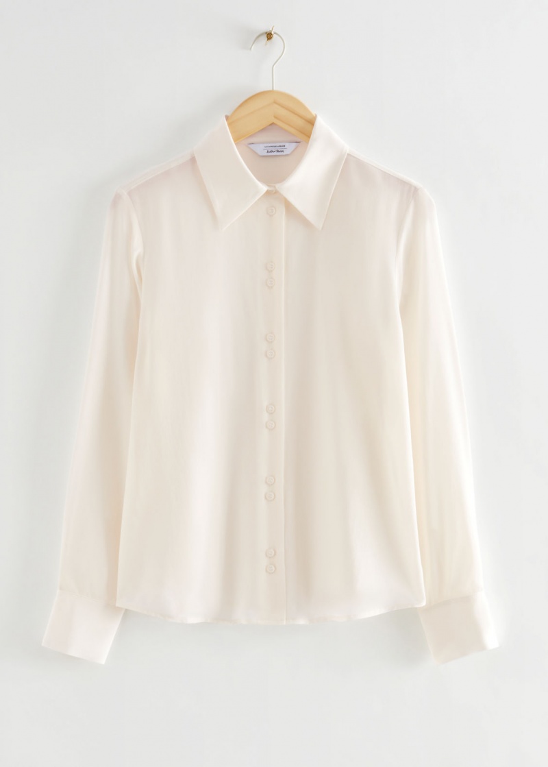 & Other Stories Mulberry Silk Buttoned Blouse Bianche | NOS-SN113804