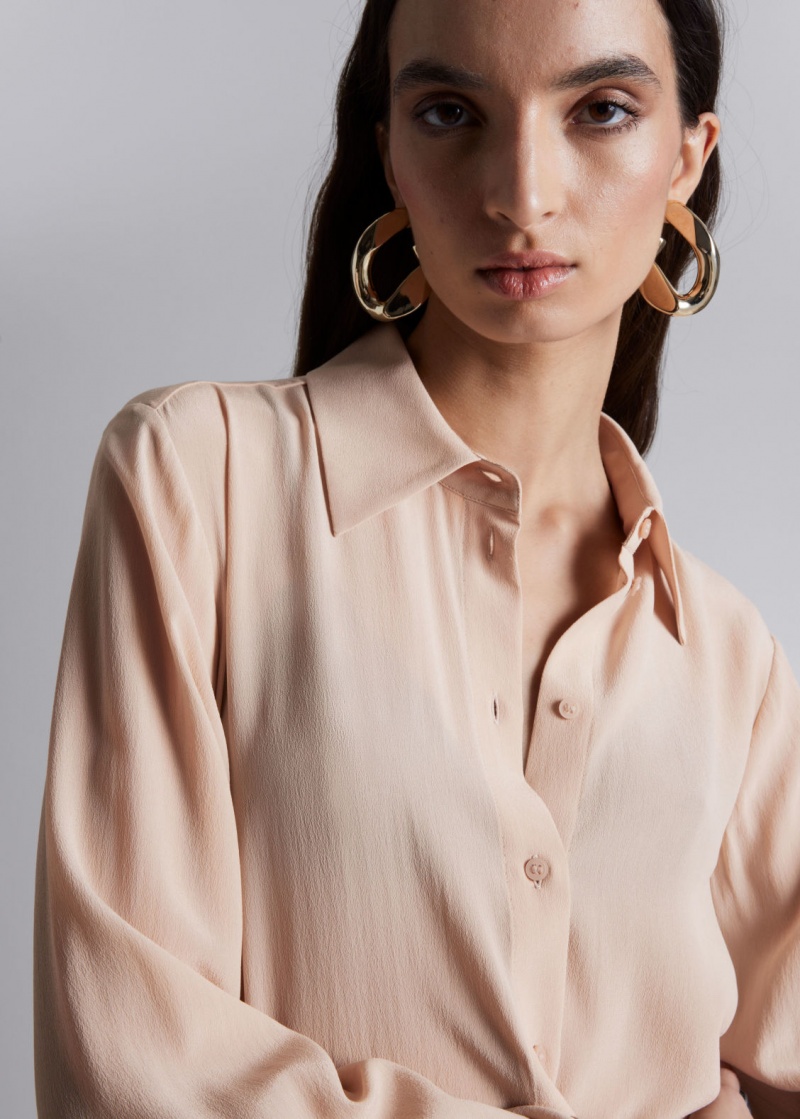 & Other Stories Mulberry Silk Shirt Beige | NOS-SN113890