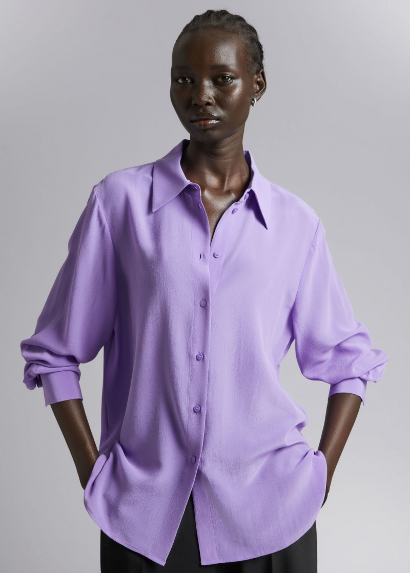 & Other Stories Mulberry Silk Shirt Viola | NOS-SN113849