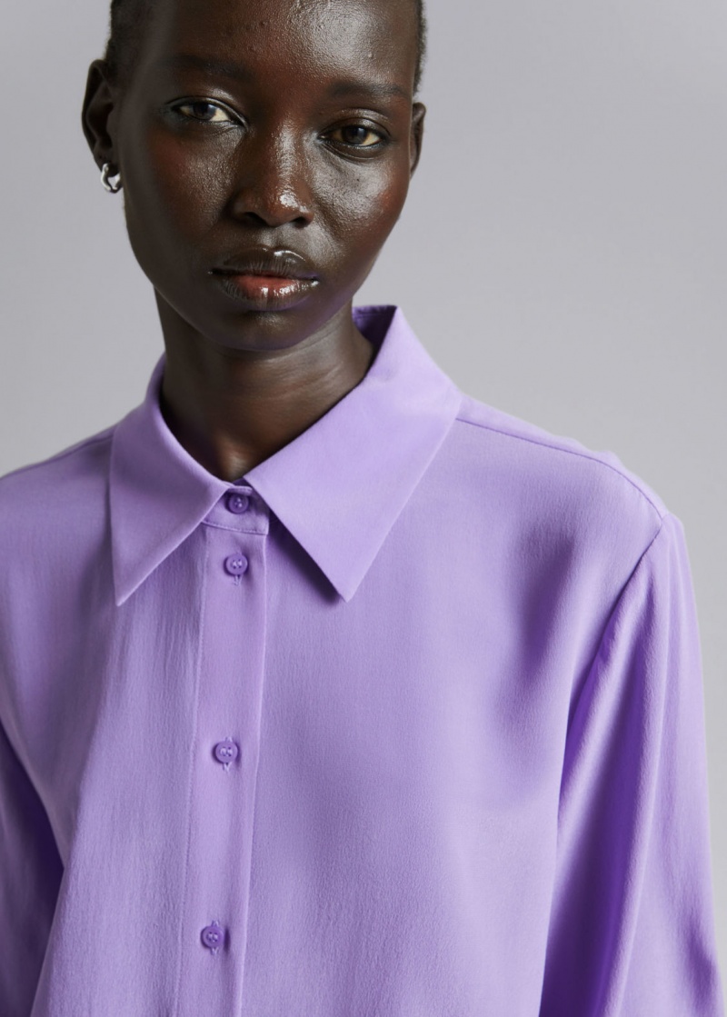 & Other Stories Mulberry Silk Shirt Viola | NOS-SN113849