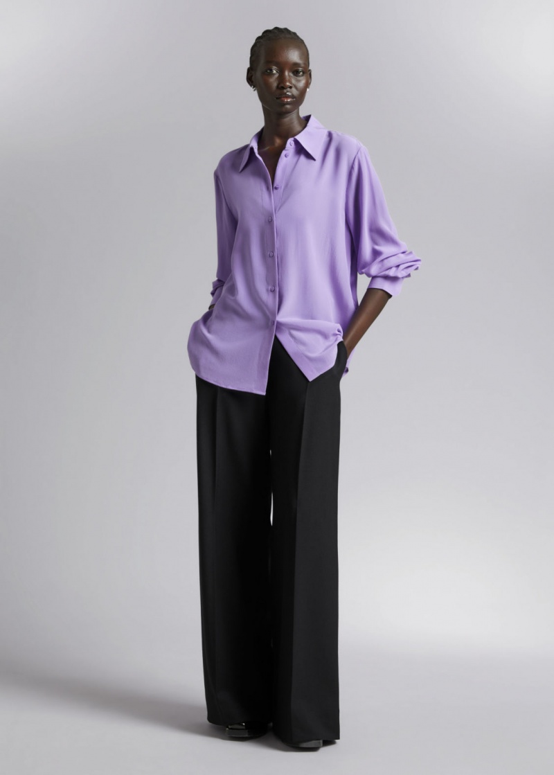 & Other Stories Mulberry Silk Shirt Viola | NOS-SN113849