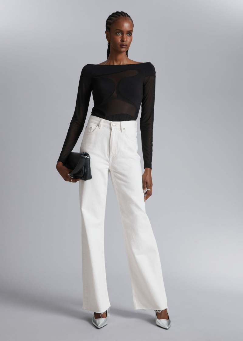 & Other Stories Off-Shoulder Mesh Top Nere | NOS-SN114047