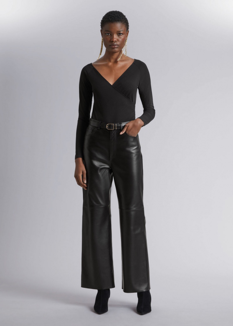 & Other Stories Off-Shoulder Wrap Bodysuit Nere | NOS-SN113954