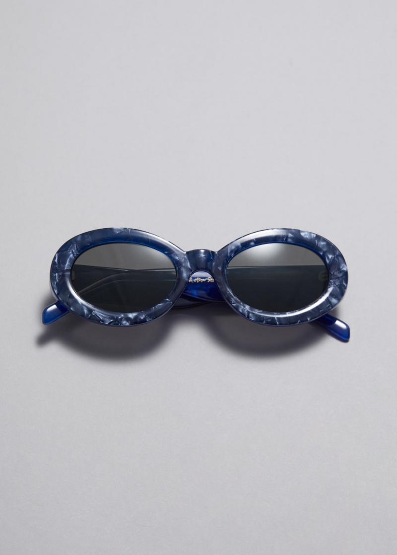 & Other Stories Oval Frame Sunglasses Blu | NOS-SN114594