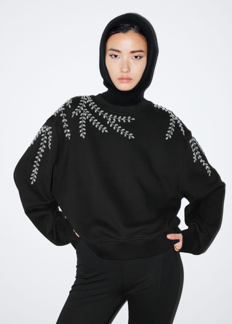 & Other Stories Oversized Beaded Sweatshirt Nere | NOS-SN114100