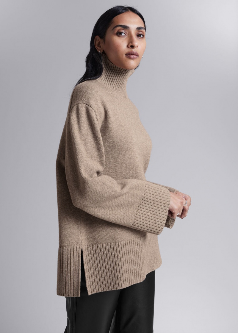 & Other Stories Oversized Turtleneck Merino Maglia Beige | NOS-SN113652