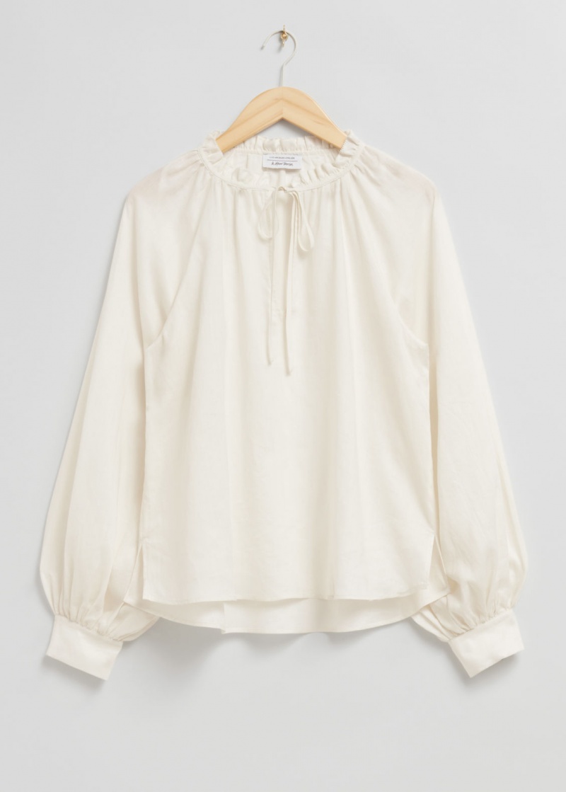 & Other Stories Oversized Voluminous Sleeve Blouse Bianche | NOS-SN113809