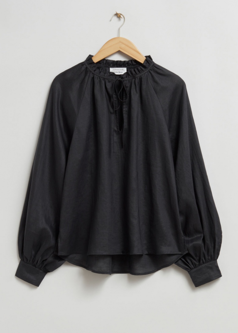 & Other Stories Oversized Voluminous Sleeve Blouse Nere | NOS-SN113837