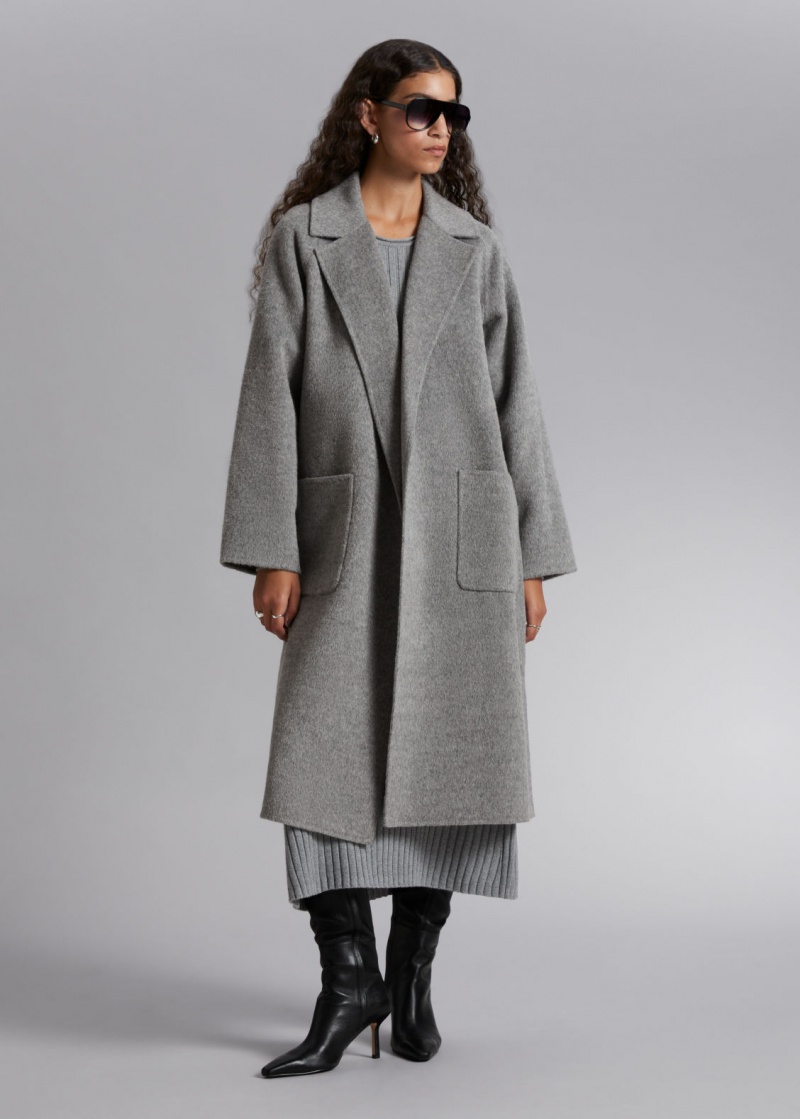 & Other Stories Patch Pocket Belted Coat Grigie | NOS-SN113764