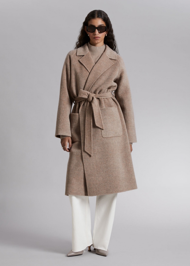 & Other Stories Patch Pocket Belted Coat Beige | NOS-SN113773