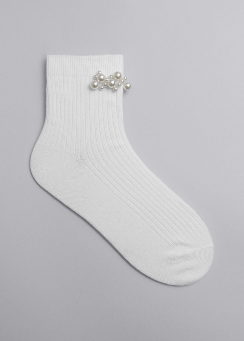 & Other Stories Pearl-Embellished Ankle Socks | NOS-SN114924