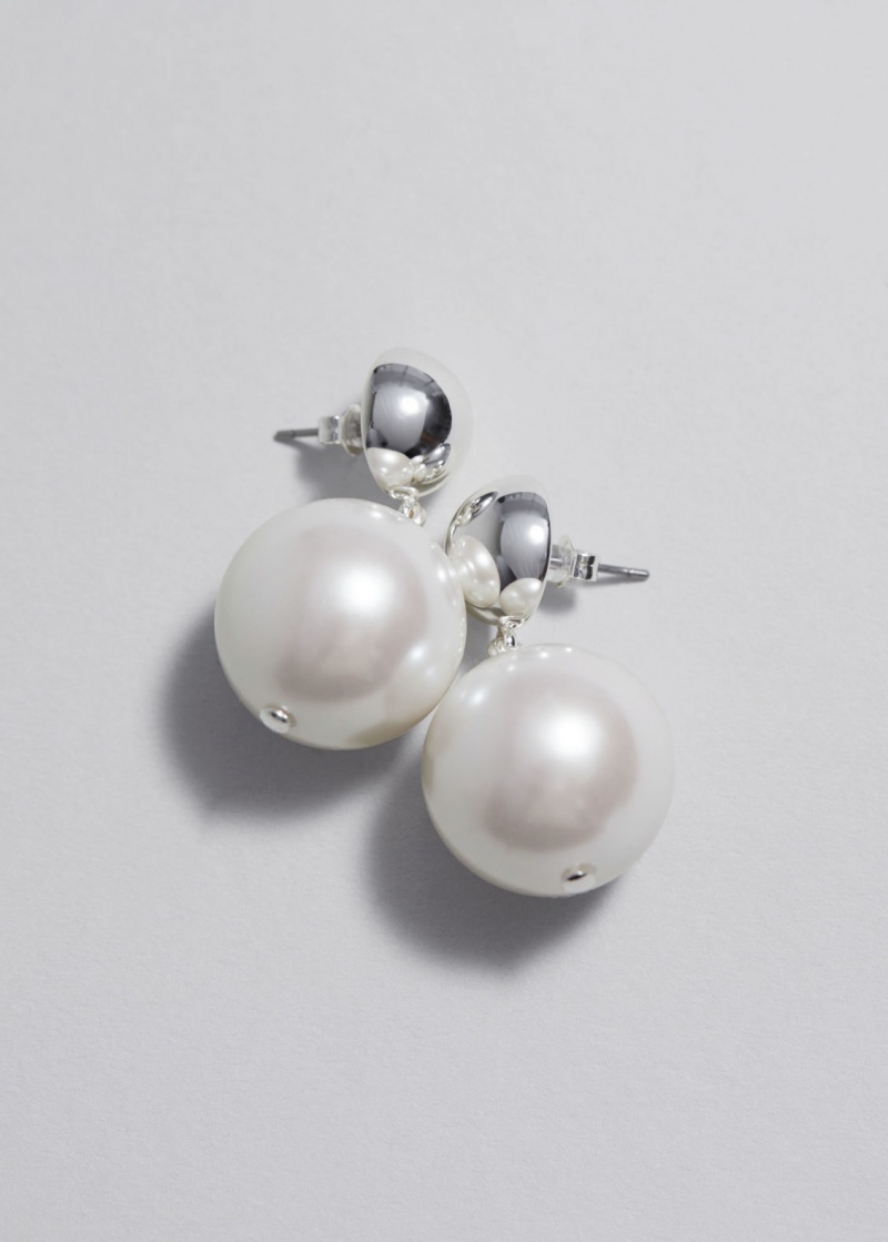 & Other Stories Pearl Drop Earrings Argento | NOS-SN114691