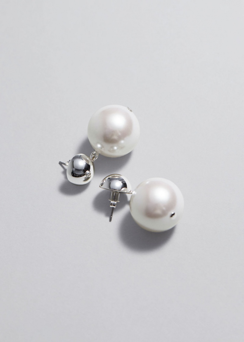 & Other Stories Pearl Drop Earrings Argento | NOS-SN114691